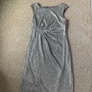 Connected apparel silver cinched dress